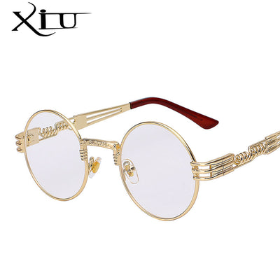 Gothic Steampunk Sunglasses Men Women Metal WrapEyeglasses Round Shades Brand Designer Sun glasses Mirror  High Quality UV400