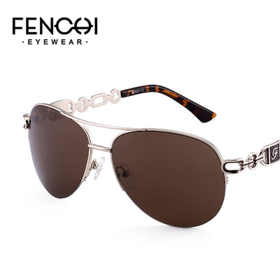 FENCHI Sunglasses Women Driving Pilot Classic Vintage Eyewear Sunglasses High Quality Metal Brand Designer Glasses